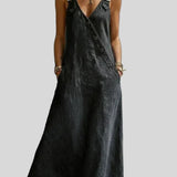 Vera - Robe longue en denim boutonnée