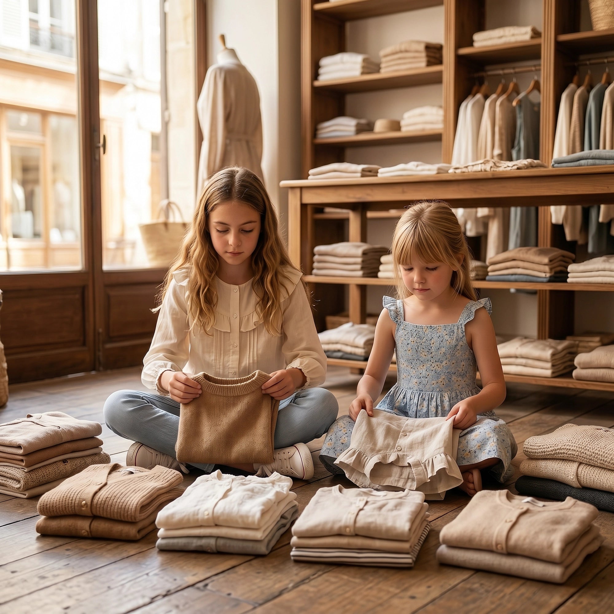 Les petites-filles de Juliette préparant avec soin les dernières pièces de la collection