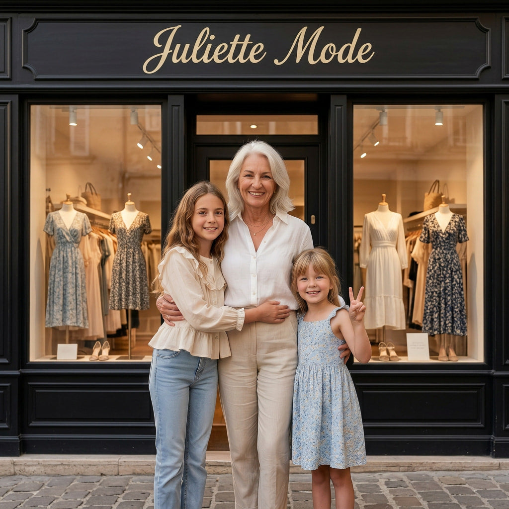 Façade de la boutique Juliette Mode à Marseille, France, avec vitrines de mode féminine